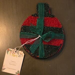 Pier 1 Festive Red and Green Beaded Coasters